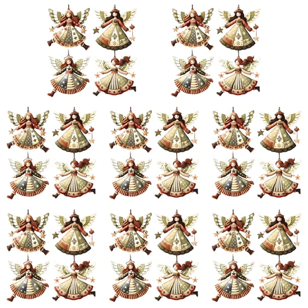 Adornos navideños de madera con forma de ángel. Adornos rústicos de estilo granja con forma de ángel. Adornos para colgar en el árbol de Navidad para decorar el hogar en Navidad.