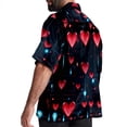 thumbnail image 3 of Valentine's Day Love ECG Men's Hawaiian Shirt, Short Sleeve Printed Button Down Beach Casual Tops, Summer Spread Collar Men's Shirts, 3 of 6