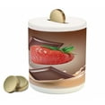 thumbnail image 1 of Fruit Piggy Bank, Strawberries Chocolate and Milk Design Drink Ingredients on Brown Ombre Background, Ceramic Coin Bank Money Box for Cash Saving, 3.6" X 3.2", Multicolor, by Ambesonne, 1 of 4