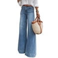 thumbnail image 2 of Women High Waisted Straight Leg Jeans Trendy Loose Denim Pants with Pockets Denim Blue S, 2 of 9