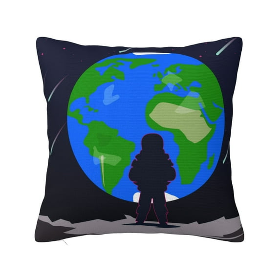 ZICANCN Earth Moon Universe Meteor Decorative Throw Pillow Covers, Bed Couch Sofa Decorative Knit Pillow Covers for Living Room Farmhouse 18"x18"