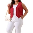 thumbnail image 2 of DARING DIVA Women's Plus Size Lined Button Down Vest 1X Red, 2 of 6