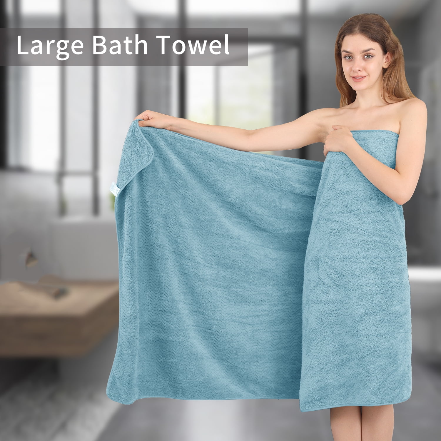 Covina Home 8 Pcs Bath Towel Set Green Pine Microfiber Bathroom Towel Set Ultra Soft Plush Oversized Towels Adult Luxury Bath Sheet