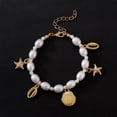 thumbnail image 5 of Gold Shell Starfish Charm Bracelet for Women Handmade Boho Seashell Scallop Pearl Strand Adjustable Chain Summer Beach Ocean Style Bracelets Fashion Statement Friendship Jewelry Vcation Accessories, 5 of 6