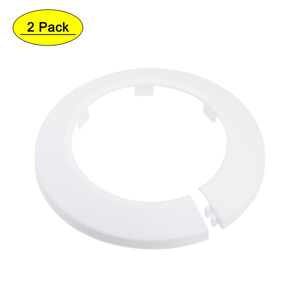 Uxcell 75mm PP Plastic White Water Pipe Cover Decoration 2 Pack
