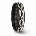 thumbnail image 5 of Black Titanium Men's and 925 Sterling Silver Men's Matte Brushed Finish and Infinity Love Knot Symbol Wedding Band Ring Size 9.5, 5 of 8