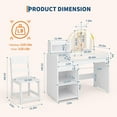 thumbnail image 2 of 2-in-1 Girls Vanity Table with Lighted Crown Mirror, Vanity Set with Storage Cabinet, Bookshelf & Drawer, 2 of 7
