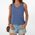 thumbnail image 4 of Htigea Women's V-Neck Tank Top Summer Sleeveless Ribbed Shirts Casual Loose Fit Everyday Undershirt Tees Blue XS, 4 of 5