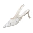 thumbnail image 2 of Tqyyweavej Women's Heels Lace Breathable Pointed Closed Toe Gladiator Mules Versatile Ankle Strap Kitten Heel Sandals for Women, 2 of 10