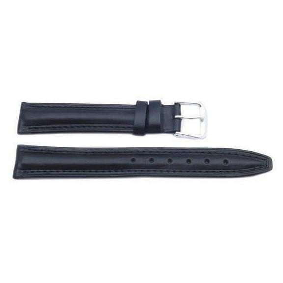 18mm Genuine Leather Smooth Oil-Tanned Black Watch Band