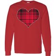 thumbnail image 3 of Inktastic Red Plaid Heart Long Sleeve T-Shirt, 3 of 5