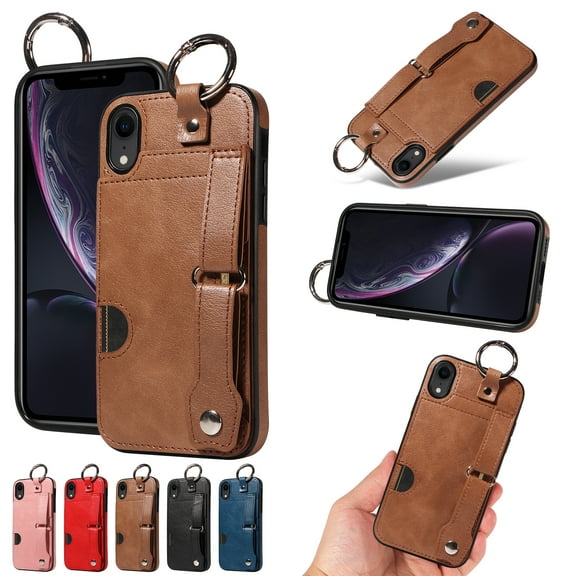 TECH CIRCLE Case for iPhone XS & iPhone X (5.8") 2018 - Lightweight Leather Phone Case with Stand & Card Holder & Buckle & Hand Strap, Protective Functional Cover, Brown