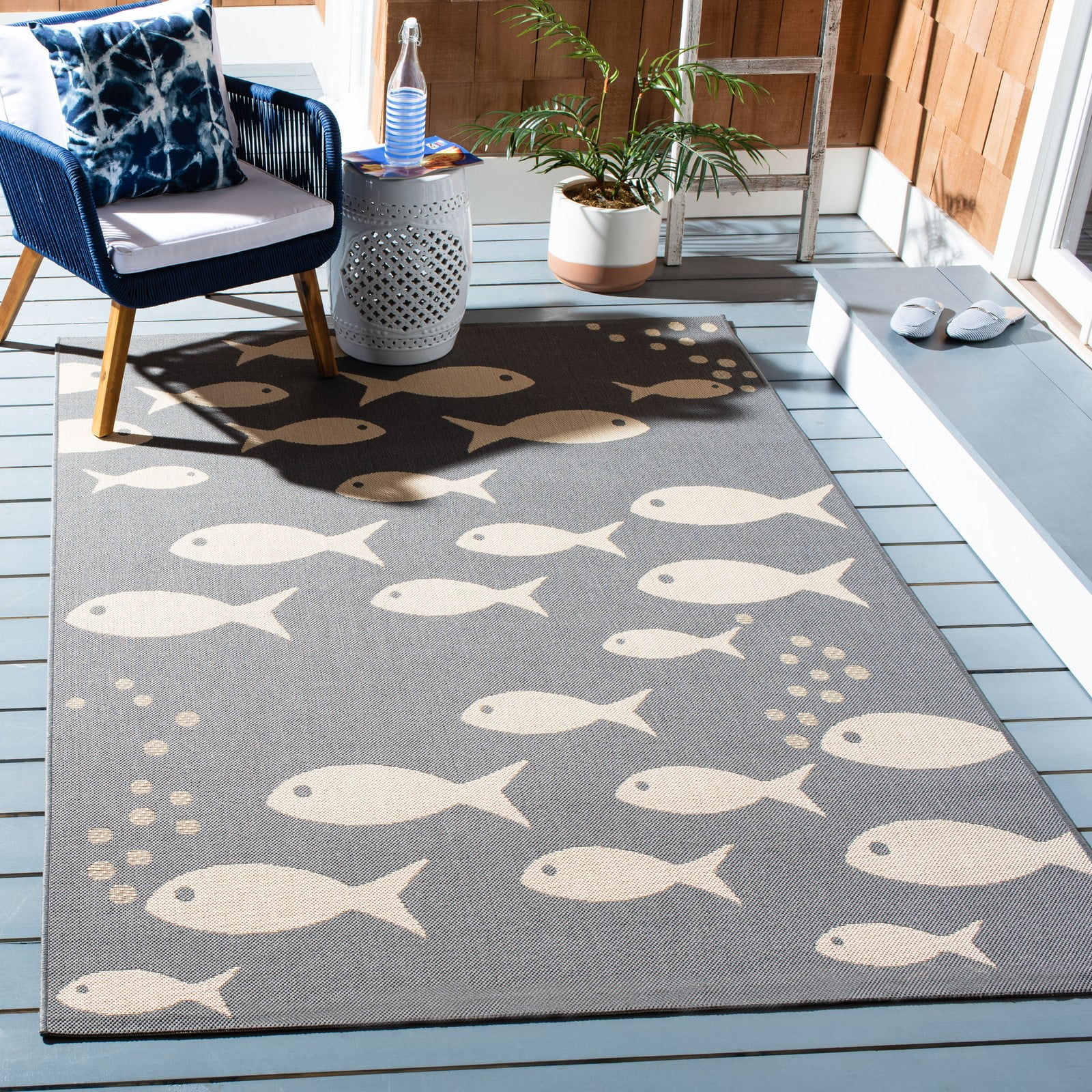 Safavieh Courtyard Trena Fish Print Indoor/Outdoor Area Rug Walmart