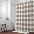 thumbnail image 5 of Light Brown Buffalo Check Plaid Fabric Shower Curtain Farmhouse Style Washable Shower Curtains for Bathroom, Waterproof Bath Curtain with Hooks Home Decor 72x72in, 5 of 8