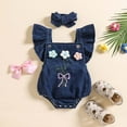 thumbnail image 2 of Zanarzt Baby Romper Baby Girl Bodysuit Sleeveless Romper One Piece Jumpsuit with Headband Summer Clothes Set Navy,0-3 Months, 2 of 9