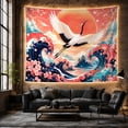 thumbnail image 6 of Crowned Crane Flight with Wings Fully Extended Predominantly, Mystical Fantasy for Space Lovers, Galaxy Room Decor, Mother'S Day Gift, Tapestry Wall Hanging for Bedroom and Dorm, 6 of 7