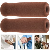 Topbathy 2Pcs Thick Handle Grips for Walking Cane Brown Nonslip Crutch Parts