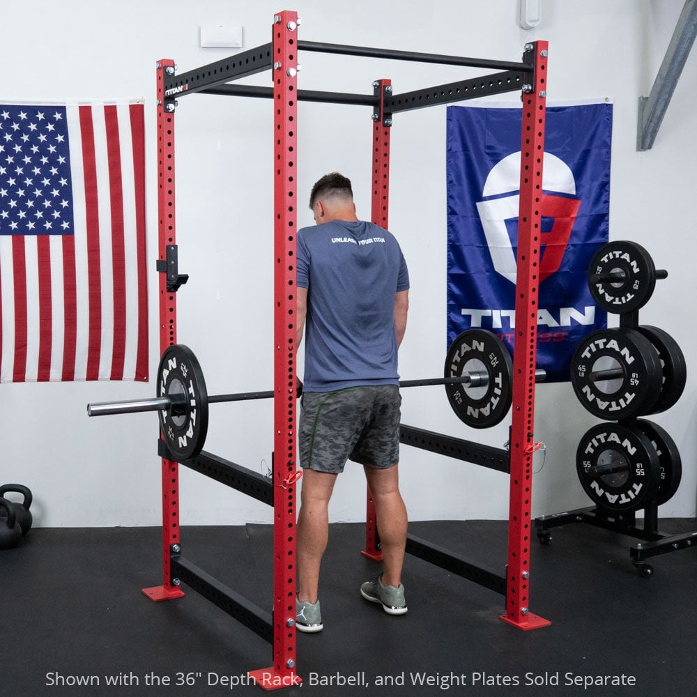Titan Fitness T-3 Series 24” Flip-Down Safety Bars for T-3 Series Power Racks, Rated 1,500 LB, UHMW Liner, Pulling Platform