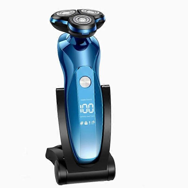 Rasoir Électrique Rasoir Rotatif Tondeuse à Barbe Rechargeable Machine à Raser pour Hommes Usage Humide-Sec Double Étanche