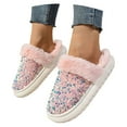 thumbnail image 3 of Wovix Women's Sequin Slippers Comfort Memory Foam House Slippers Plush Lining Bedroom Shoes for Indoor Outdoor Trendy Shoes Pink 41, 3 of 7