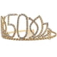 thumbnail image 3 of Tiara de cumpleaños con corona con peine para el pelo, diamantes de imitación de cristal, regalo de cumpleaños, años para mujeres (dorado), 3 of 3
