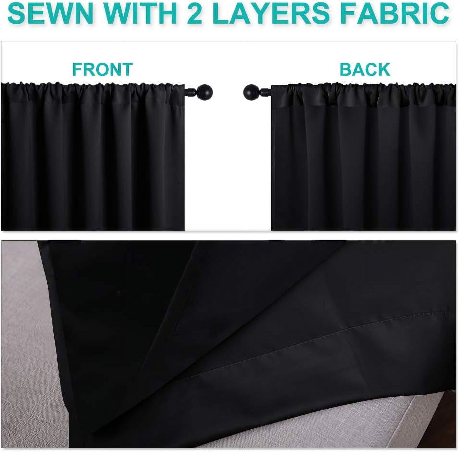 NICETOWN Blackout Curtains for Bedroom, Thermal Insulated Soundproof 100% Light Blocking Drapes 2 Layers Full Blackout Rod Pocket Energy Efficiency Curtains with Black Liner, Black, 52"x84", 2 Panels