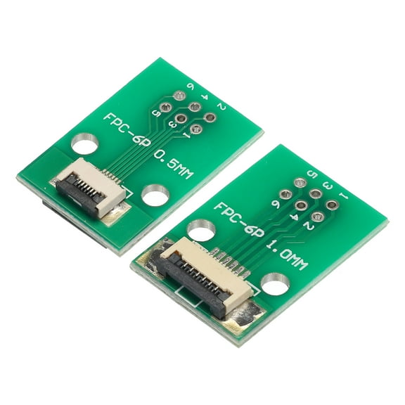 Uxcell FPC FFC PCB Converter Board 6P 0.5mm on Socket Side, Back 1.0mm, to DIP 2.54mm 3D Printer Camera DVD 2pcs