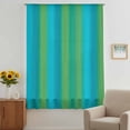 thumbnail image 3 of Green Blue Ombre Sheer Curtains 45 Inches Long, Color Gradient Vertical Stripes Light Filering Curtains, Breathable Simi Curtain Privacy Drapes for Kitchen Bathroom Lightweight Small Window Treatment, 3 of 9