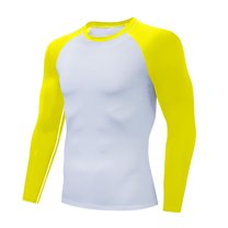 BADHUB Baseball T-shirts for Men Casual Long Sleeve Colorblock Shirts Slim Fit Sport Pullover Tops Yellow 3XL