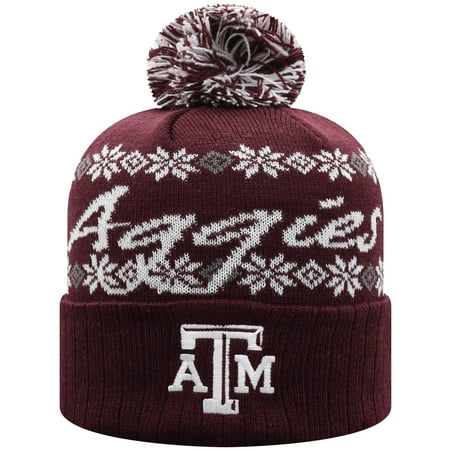 Texas A&M Aggies Top of the World Women's Flattered Cuffed Knit Hat with Pom - Maroon - OSFA