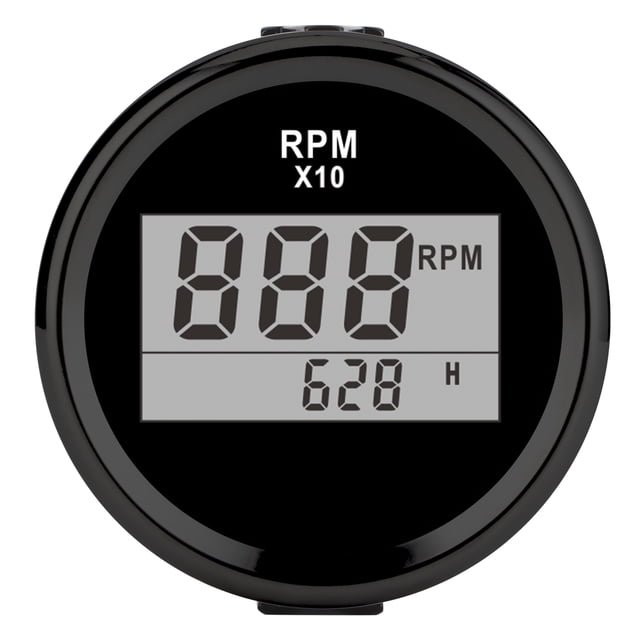 Jauge de Tachymètre Étanche Rétroéclairage Rouge Écran LCD pour Voiture Bateau Yacht 52mm 2 Po