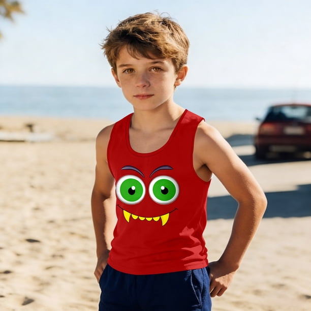Camisolas de cuello redondo para niños pequeños y niños a la moda, lindas camisetas con estampado degradado, parte inferior suave sin mangas, camisetas para niñas