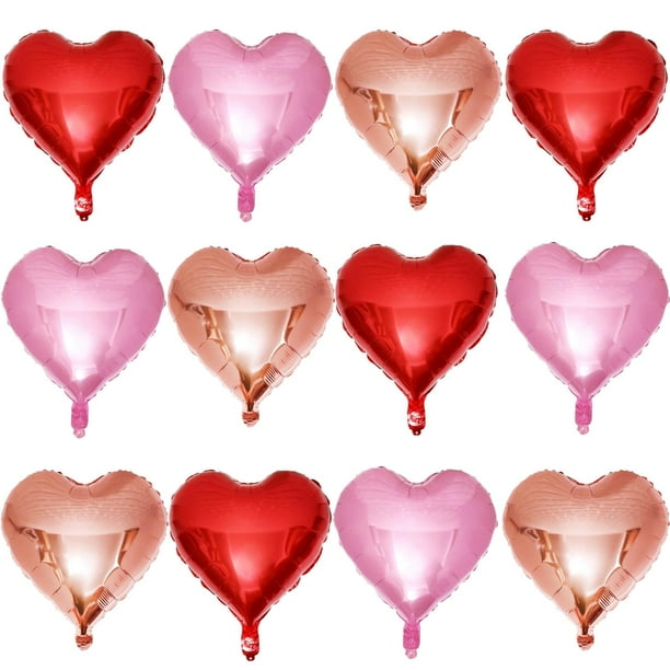 Globos LHOAVWE en forma de corazón de 18 pulgadas, paquete de 12 para San Valentín
