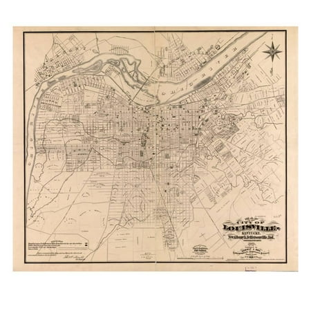 1873, Louisville, KY - New Albany and Jeffersonville, IN 1873, Kentucky, United States Print Wall (Best Places To Visit In Louisville Ky)