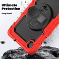 thumbnail image 3 of Case for Lenovo Tab One/K9 8.7 Inch 2025 with Screen Protector, 360 Degree Rotating Kickstand Hand Strap Heavy Duty Shockproof Cover with Shoulder Strap, Red, 3 of 7