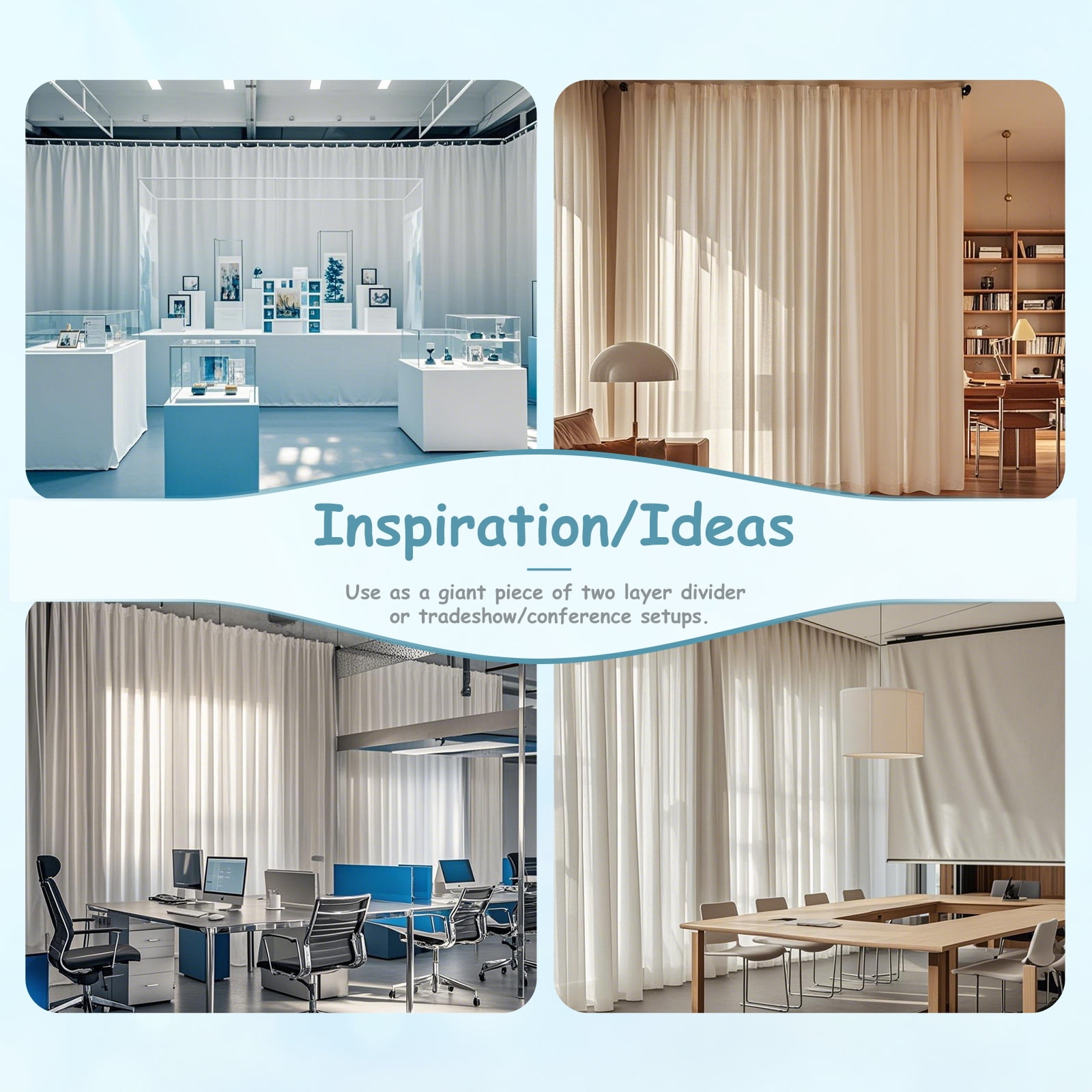 Two Layers Backdrop Made with One Piece Chiffon Tulle & Polyester for Professional Extra Wide Blackout Curtains (White, 25 x 10 ft)