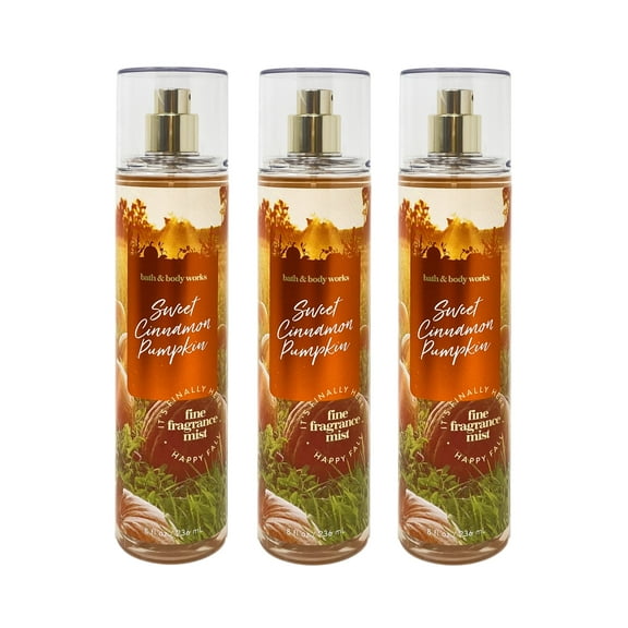 Bath and Body Works Sweet Cinnamon Pumpkin Fine Fragrance Mist 3 Piece Set - Full Size