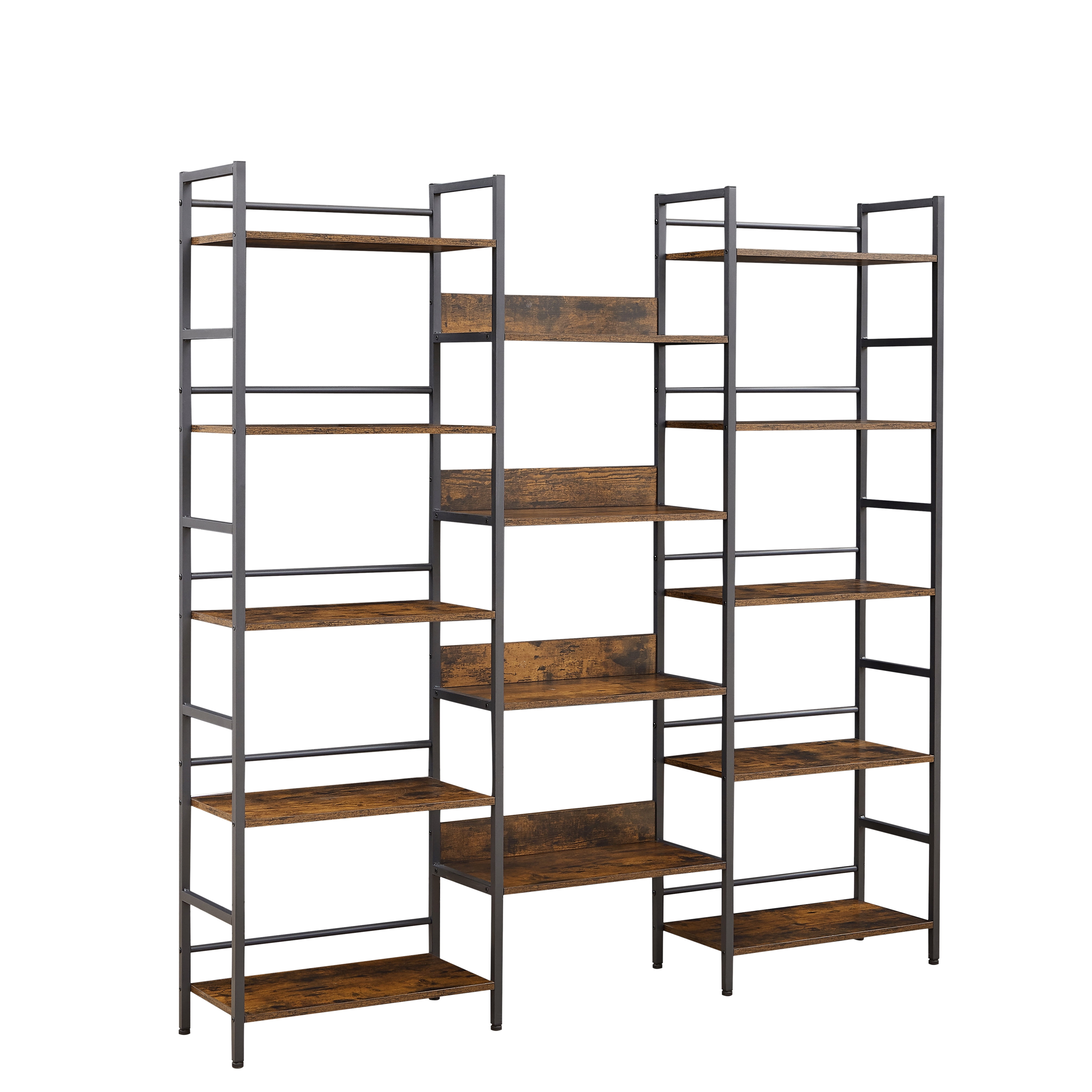 Aukfa 5-Shelf Tall Bookshelf, Modern Large Open Bookcase for Living Room Bedroom, Brown