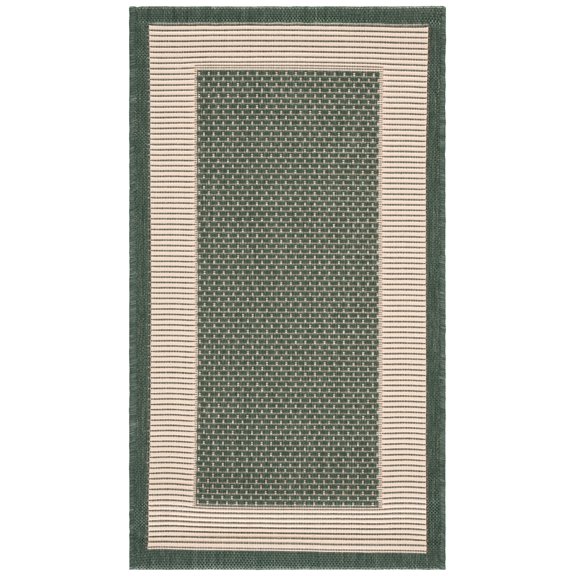 Safavieh Courtyard Justine Bordered Indoor/Outdoor Area Rug, Dark Green/Beige, 2' x 3'7"