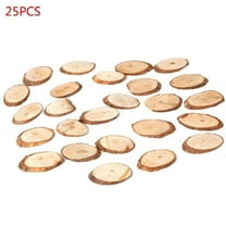 25pcs Natural Wooden Slices Oval Blank Wood Pieces Unpainted Embellishments DIY