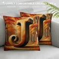 thumbnail image 3 of Leisuo English Alphabet Eucalyptus Leaves Throw Pillow Cover, Square Modern Spring Summer Letter Cushion Case Monogram Decoration for Sofa Couch White, 3 of 5