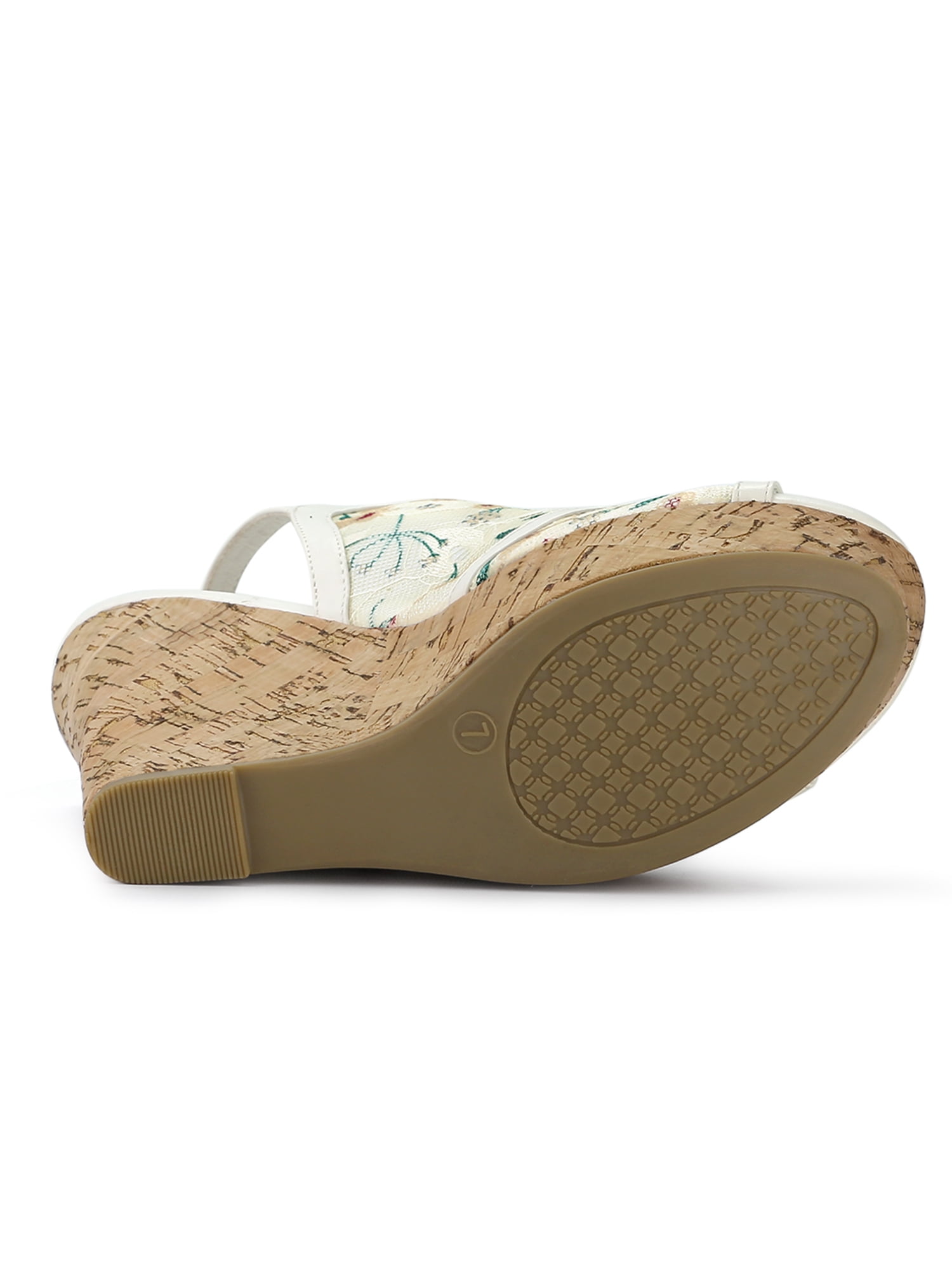 DARING DIVA Women's Open Toe Platform Heel Lace Wedges Sandals White Green 10