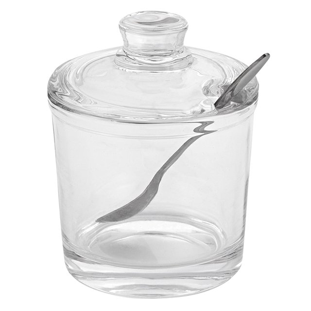 Tarro de vidrio para mermelada o miel con cuchara de acero inoxidable A4.25 " Badash Crystal B65