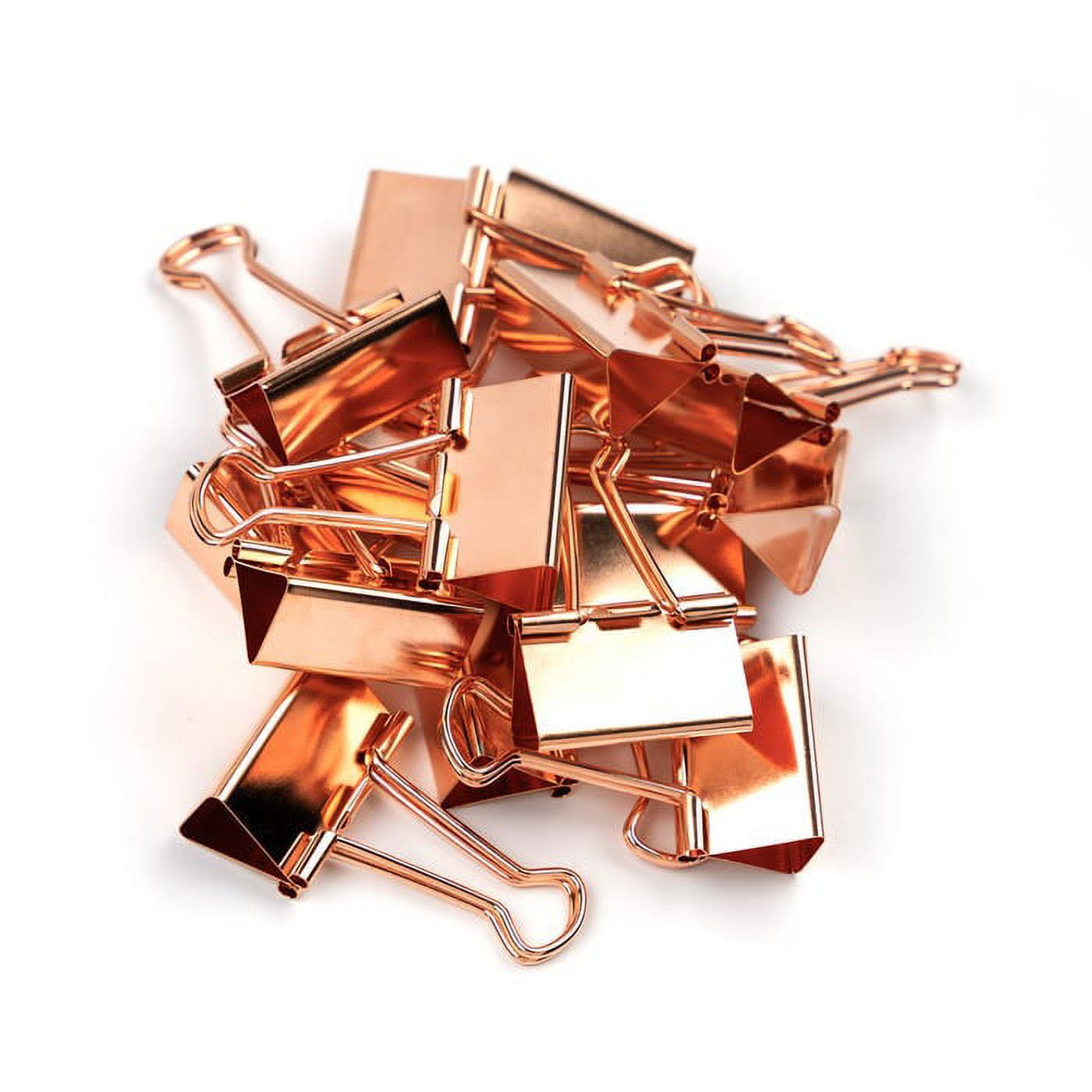JAM Paper Colorful Binder Clips, Medium, 1 1/4 inch (32 mm), Rose Gold, 15/Pack