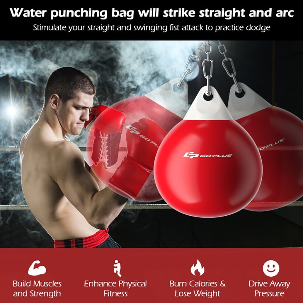 Spaco 18 Inch 110 Pound Heavy Punching Water Aqua Bag, Water Aqua Bag with Adjustable Metal Chain, Punching Bag for Adults, Red