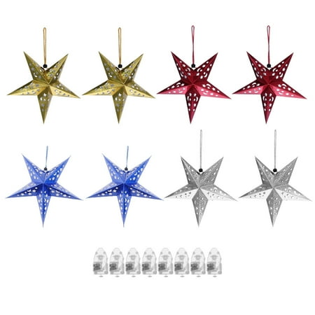 

8pcs Glowing Pentagrams Pendants Star Hanging Light Pentagrams Hanging Decor