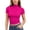 Hot Pink #018, variant on Women Fitted Short Sleeve Mock Neck T Shirt Stretchy Breathable Basic Top,3XL