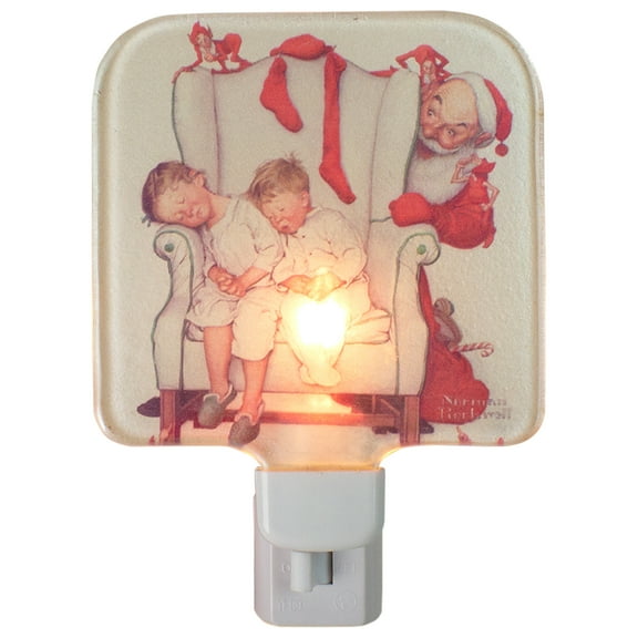 Northlight Norman Rockwell 'Santa Looking at Two Sleeping Children' Glass Christmas Night Light - 4"