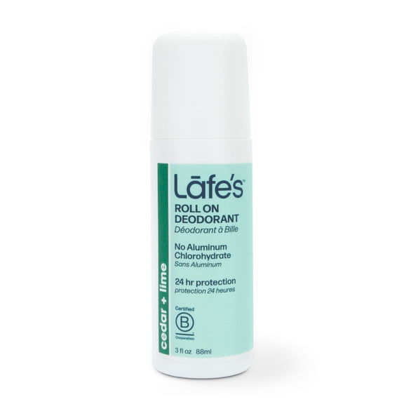 Lafes Natural Roll-On Deodorant, Cedar & Lime Scent, 3 oz