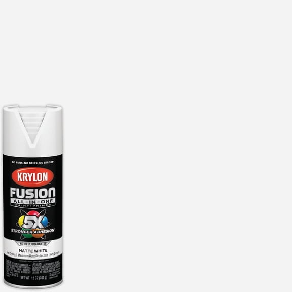 Krylon K02764007 Fusion All-In-One Spray Paint for Indoor/Outdoor Use, Matte White